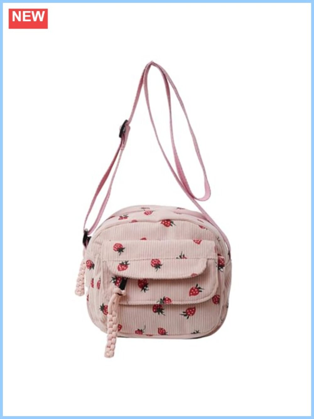Corduroy Strawberry Crossbody Bag Small Tote Purse Cute Women's Shoulder Bag